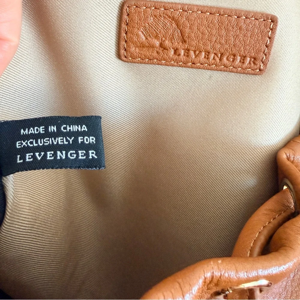 Levenger brown Drawstring Leather Backpack